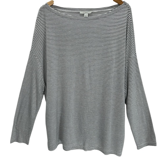 AllSaints Rita Stripe Tee Long Sleeve Boat Neck Oversized Modern Parisian M - Picture 4 of 14